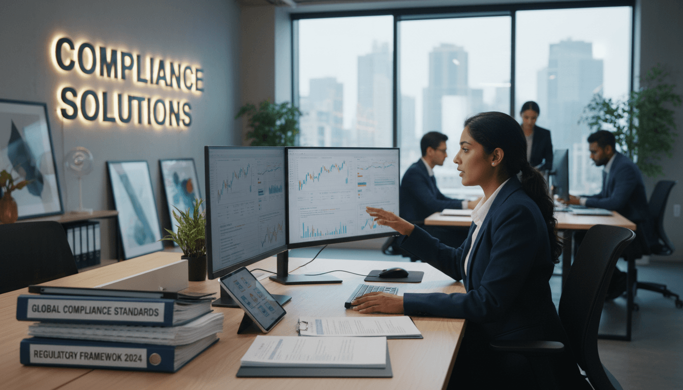 Compliance consultant reviewing CMMC and NIST documentation at office desk